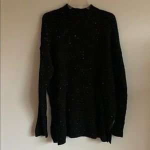 Black Speckled Mock Neck Sweater